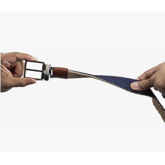 Tommy Bahama Mens Stretch Reversible Braided Belt Leather Black Brown L/XL 38-42 - Picture 12 of 12